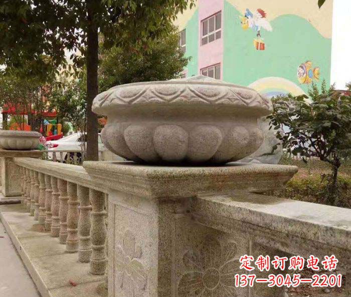 泰安公园景观砂岩花盆石雕