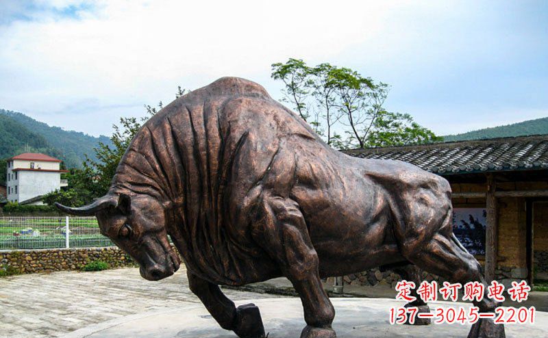 泰安公园开荒牛动物铜雕