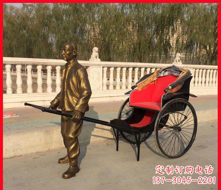 泰安黄包车铜雕精湛工艺,体现传统文化