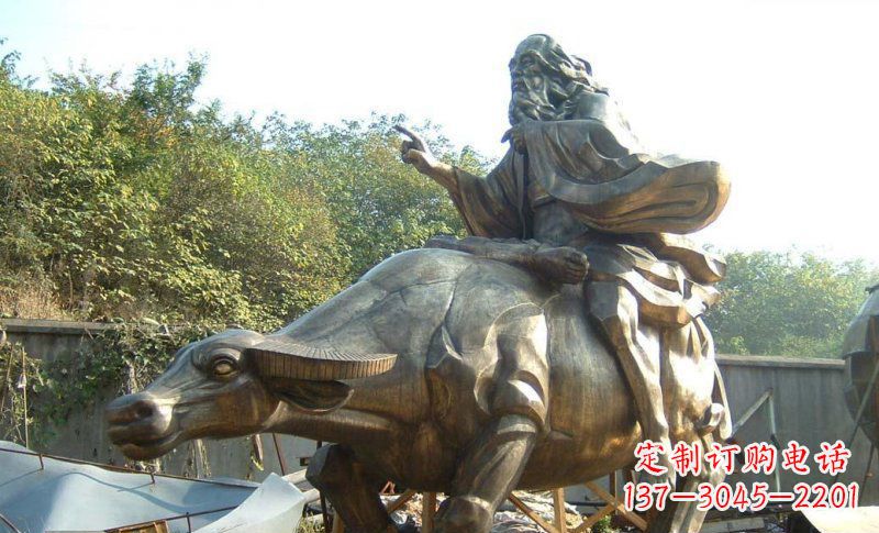 泰安中领雕塑艺术精美大型老子骑牛景观雕塑