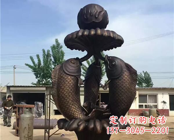 泰安中领雕塑出品传统意象·鲤鱼铜雕