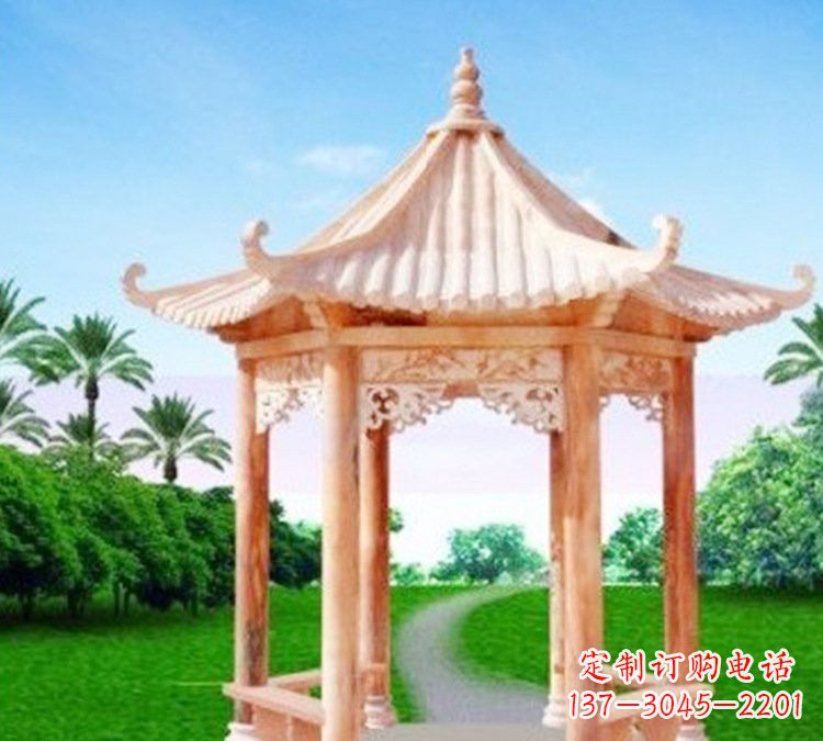 泰安公园六角凉亭石雕