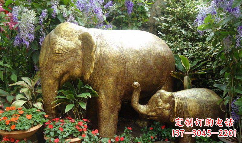 泰安铜雕母子象艺术雕塑