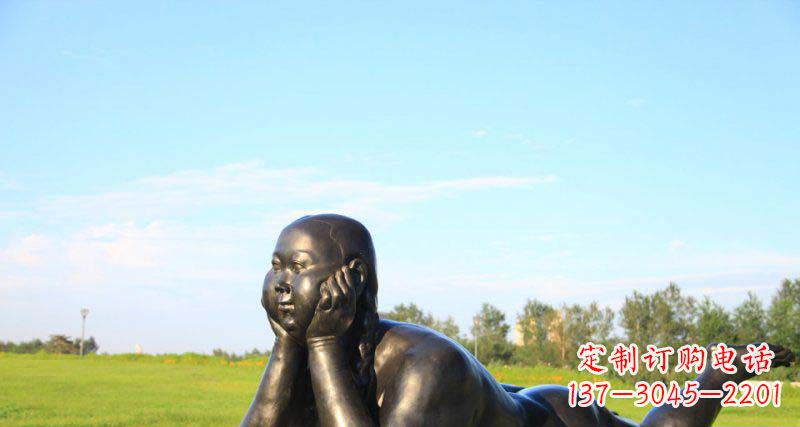 泰安美好时光,萌萌哒胖女孩青铜雕塑