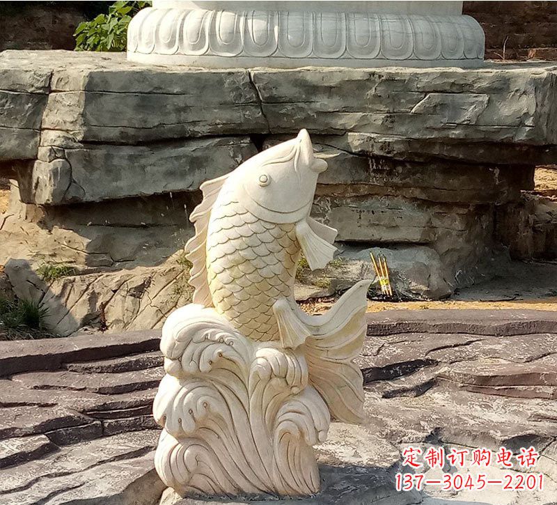 泰安室外公园鲤鱼石雕装饰