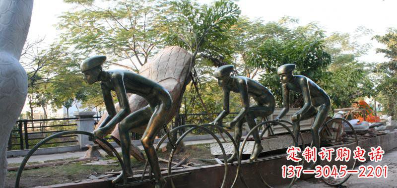 泰安精致铜雕自行车景观雕塑