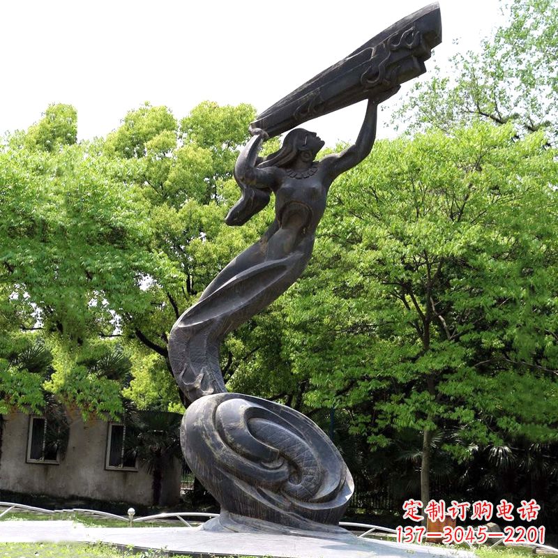 泰安公园神话传说人物始母神女娲补天景观雕塑