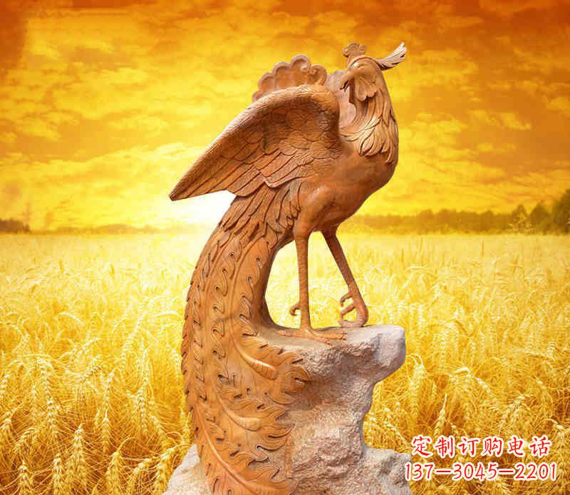 泰安公园神兽凤凰石雕