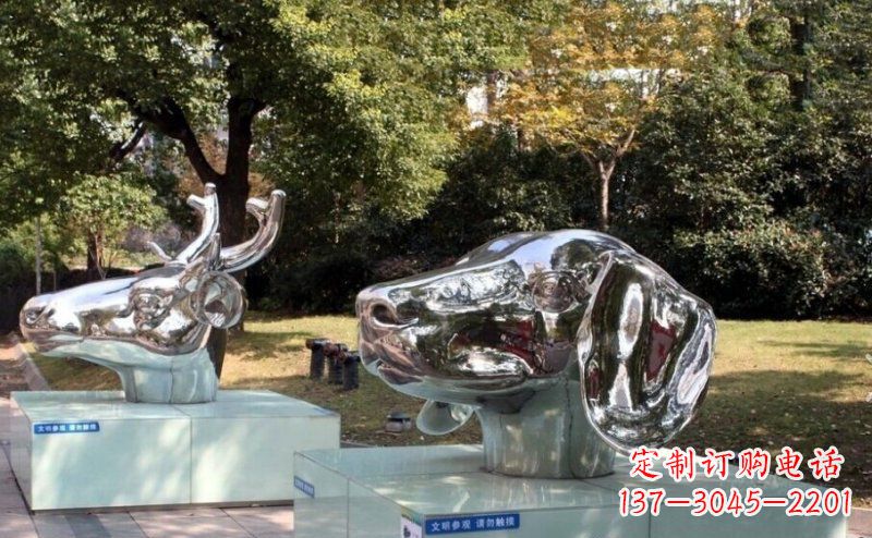 泰安不锈钢十二生肖头像雕塑