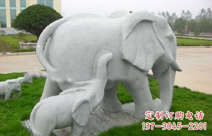 泰安公园石雕母子大象