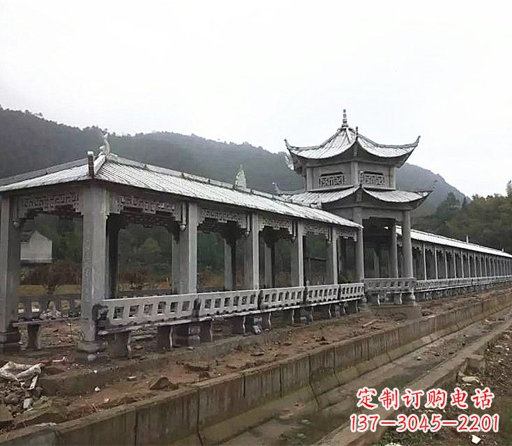 泰安中领雕塑定制精美的公园石雕亭子长廊