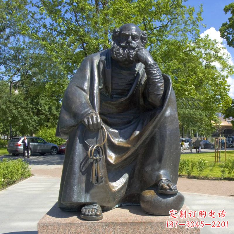 泰安公园世界名人俄国批判现实主义作家托尔斯泰 铜雕塑像