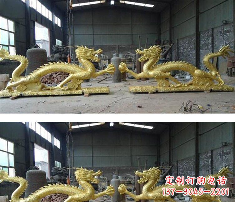 泰安古典传统双龙戏珠铜雕塑