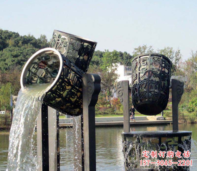 泰安精美的铜制公园水缸喷泉雕塑