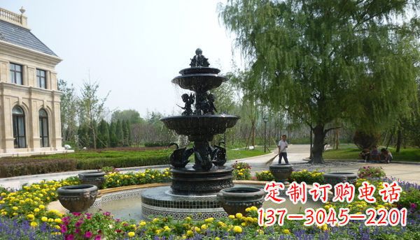 泰安公园天鹅喷泉铜雕