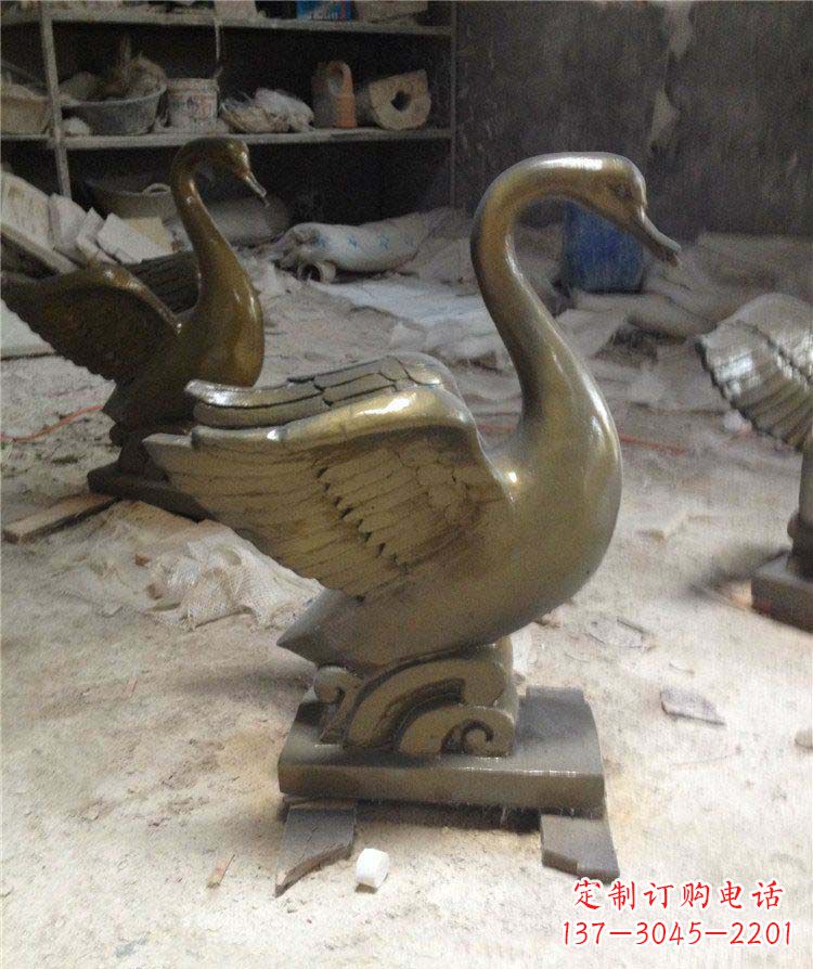 泰安公园天鹅动物铜雕