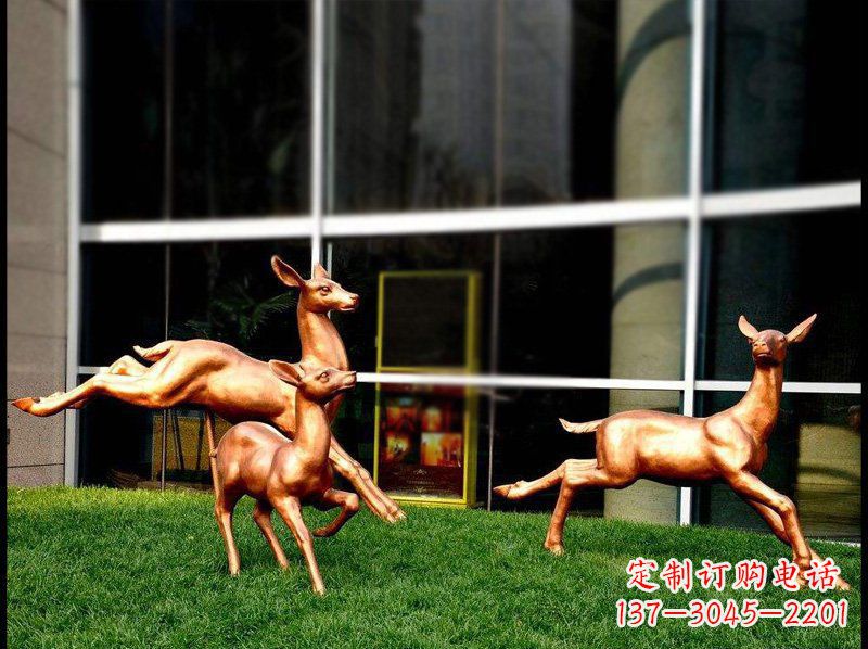泰安精美青铜动物雕塑——小鹿奔跑