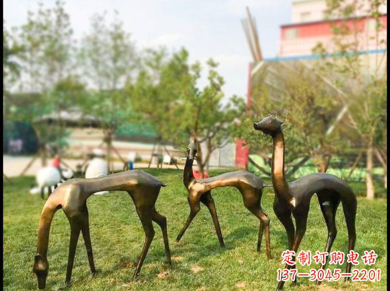 泰安公园铜雕梅花鹿动物雕塑 (2)