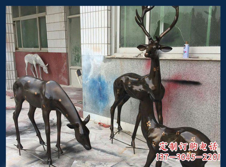 泰安公园铜雕梅花鹿动物雕塑