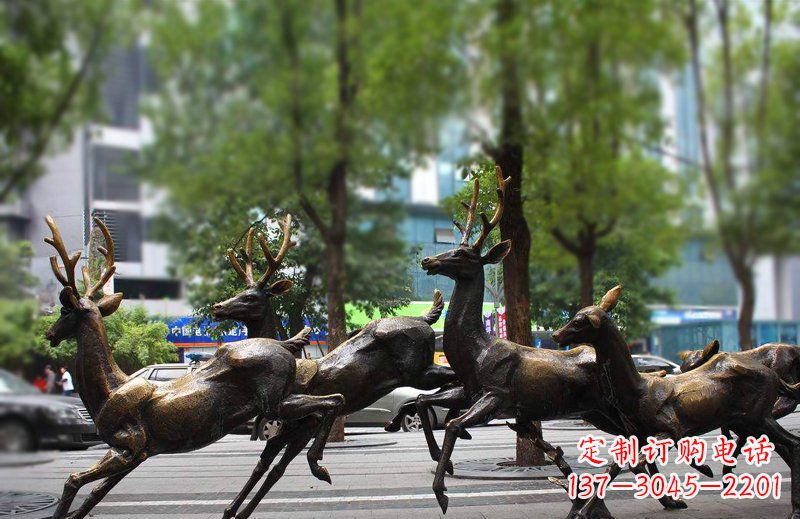 泰安艺术精美的铜雕群鹿动物雕塑