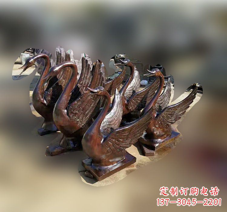泰安公园铜雕天鹅