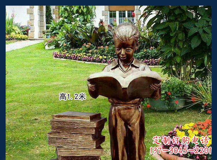泰安西方美女看书人物铜雕塑
