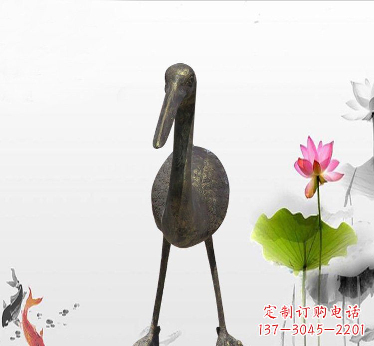 泰安公园铜雕仙鹤动物雕塑