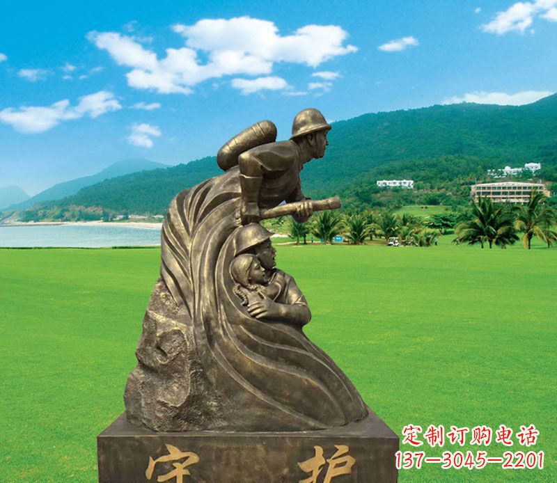 泰安弘扬消防文化的消防员雕塑