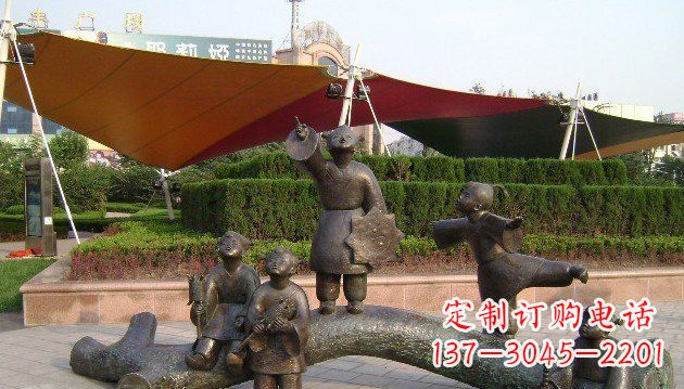 泰安装饰性的小孩放风筝铜雕