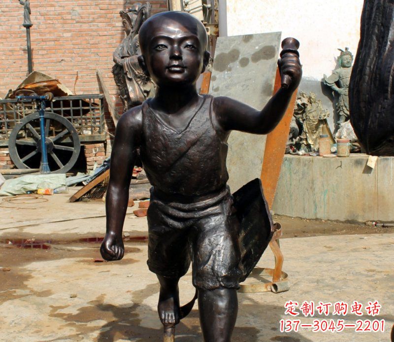泰安打造完美的小孩铜雕,让童趣活跃