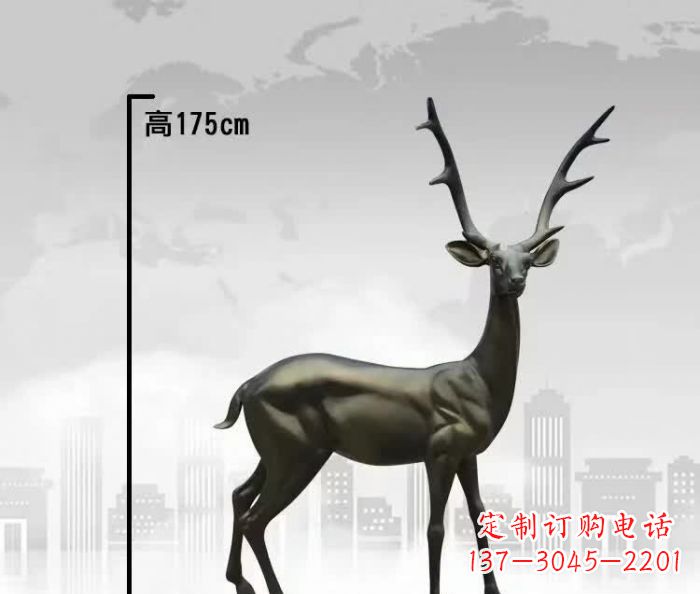泰安精致优雅的铜制公园小鹿雕塑