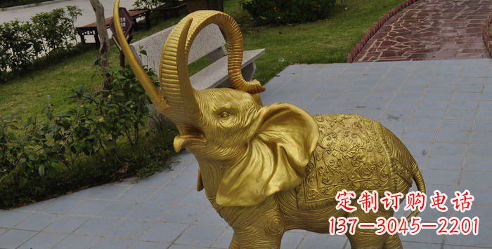 泰安公园小象动物铜雕