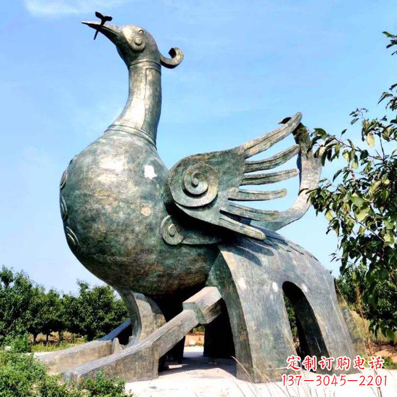 泰安公园园林朱雀铜雕景观雕塑