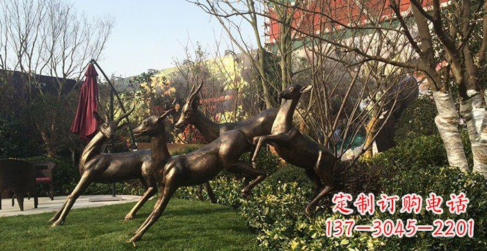 泰安公园铸铜小鹿动物铜雕 (3)
