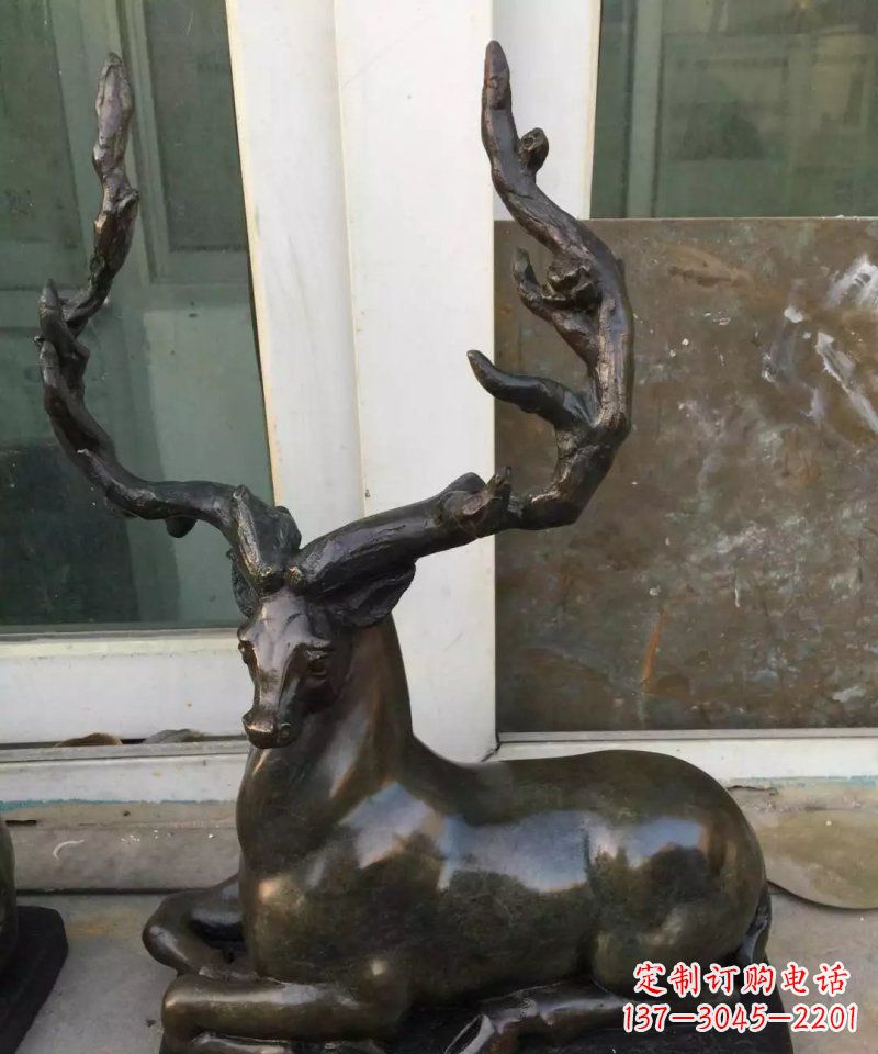 泰安公园铸铜小鹿动物铜雕 (2)