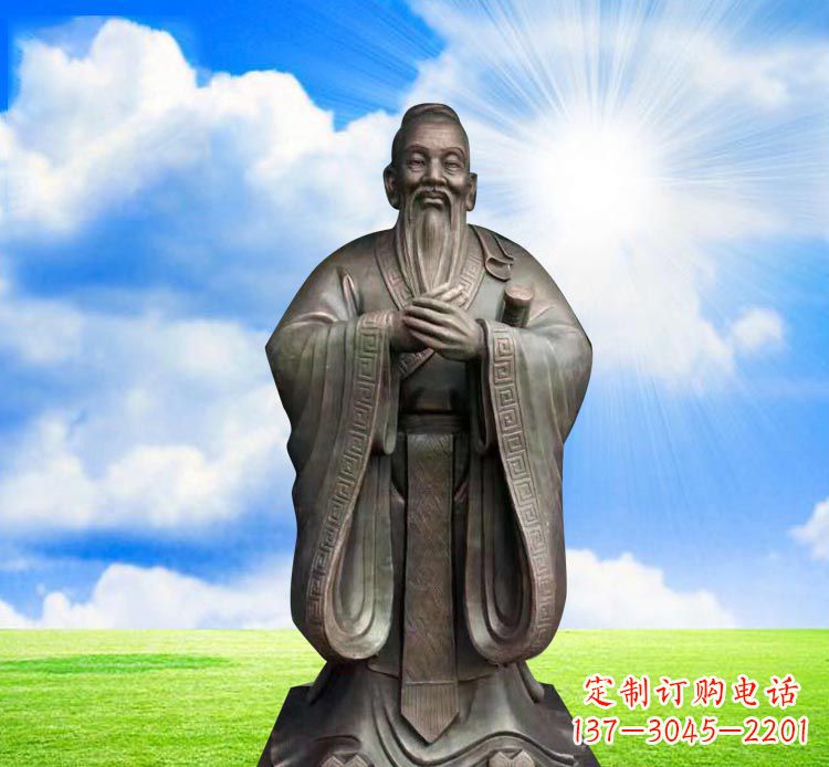 泰安古代名人孔子行教像铜雕
