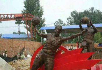 泰安公园打篮球玻璃钢仿铜人物雕塑