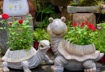 泰安铸铁乌龟花盆雕塑