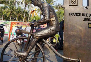 泰安贵阳中领雕塑自行车静态小品铜雕