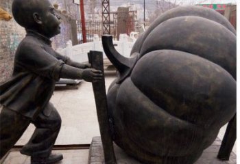 泰安精致男孩铜雕