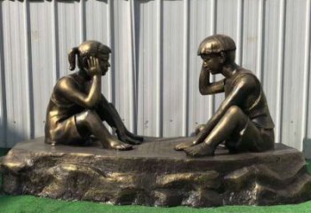 泰安儿童雕塑-铜雕下棋展示精美的艺术
