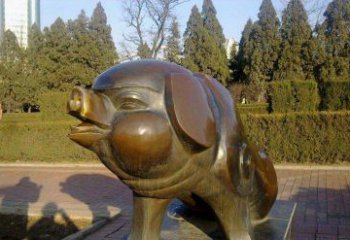 泰安定制公园猪铜雕