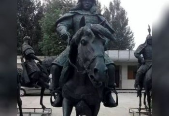 泰安英姿飒爽古代将军骑马铜雕