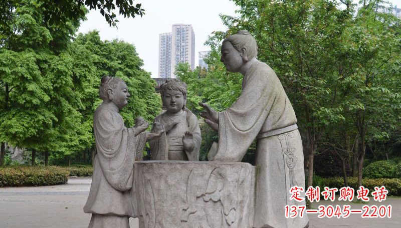 泰安孔融让梨石雕,精美的古代人物雕塑