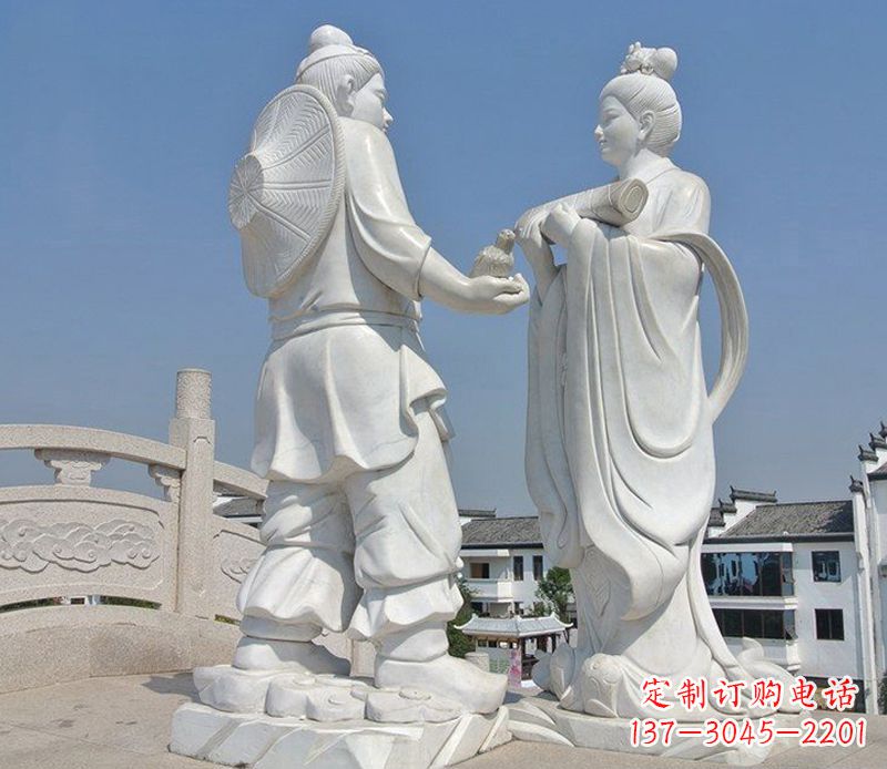 泰安古代人物牛郎织女石雕