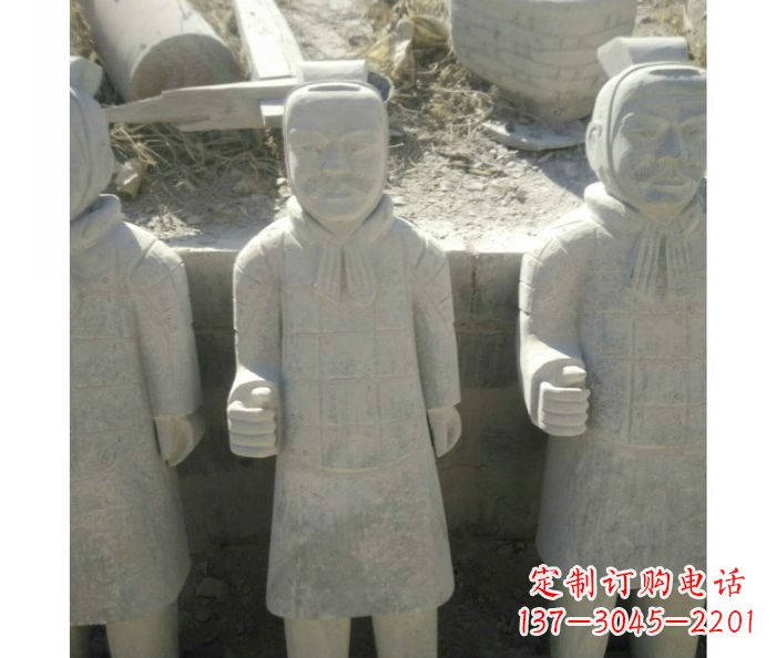 泰安古代人物秦兵马俑石雕