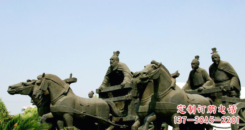 泰安古代人物骑马车园林景观雕塑