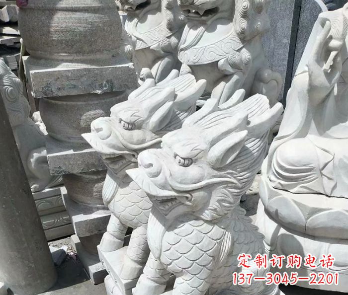 泰安传统工艺,精细做工,古代神兽大理石麒麟石雕高端定制
