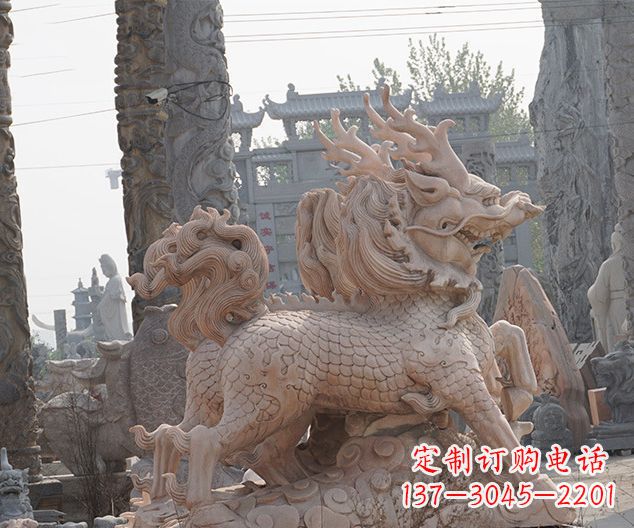 泰安中领雕塑:古典麒麟石雕,美丽传承