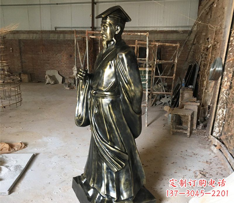 泰安古代书法家王羲之铜雕